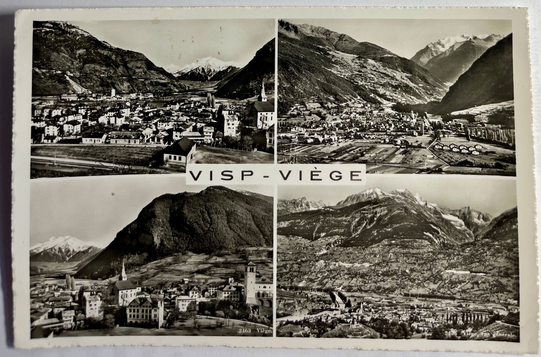 Cartoline postali: VISP - VIÈGE  - Multi-vues 1956 – Usato da Lutry venduto da Ediego