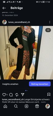 Schwarze Strickjacke, Cardigan, lang, Gr.M– Top Zustand!