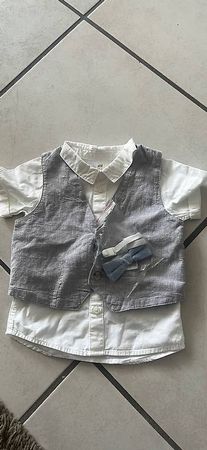 Festliches Hemd & Gilet & Fliege Gr. 74