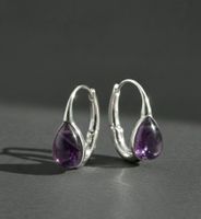 Silber 925 Creolen mit Amethyst Tropfenform - NEU
