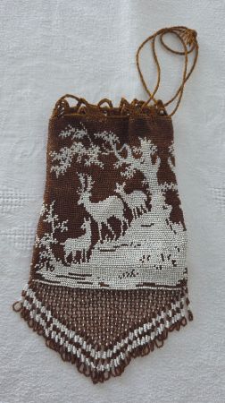 Vintage Hirsch und Reh Perlenbeutel