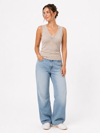 Brunello Cucinelli geripptes Top beige nude S Strass Tanktop