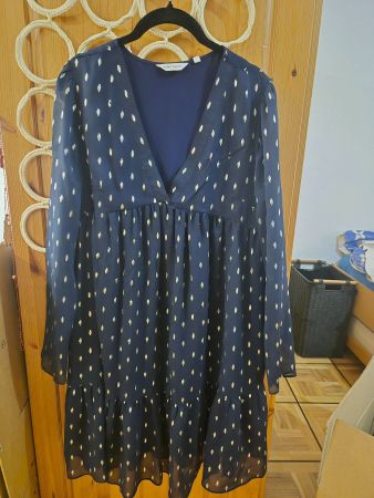 NAF NAF – Robe bleue à motifs dorés – Taille 44
