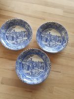 Vintage Midwinter England PorzellanTeller, 3 Stk, Blau Weiss