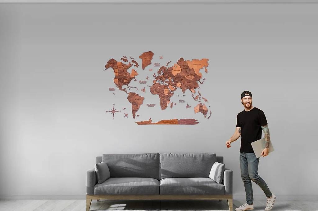 Cartine & Atlanti: Weltkarte aus Eichenholz 150cm x 90cm – Usato da Kriens venduto da Juschkim 1