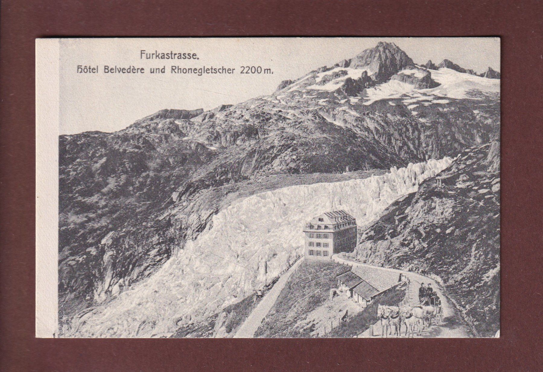 Cartoline postali: RHONEGLETSCHER - Hotel Belvédère - Kutsche – Usato da Pully venduto da nicecards