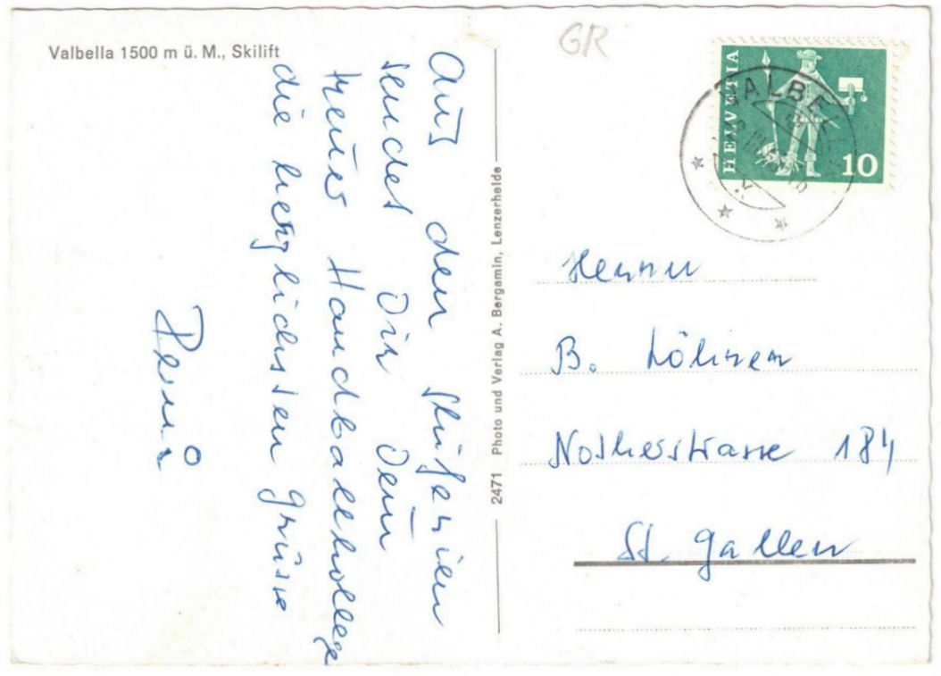 Cartoline postali: Valbella - Skilift – Usato da Binningen venduto da Mountainrider 1