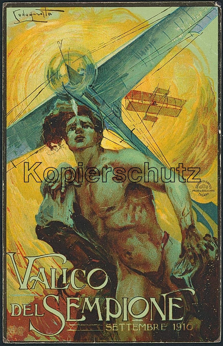 Ansichtskarten: 1910 - Brig - Flugwoche - Flugzeug – Gebraucht aus Schindellegi von dolpitz