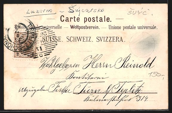 Cartoline postali: Lithographie Luzern, Gesamtansicht – Usato da Berlin venduto da bartko-reher 1