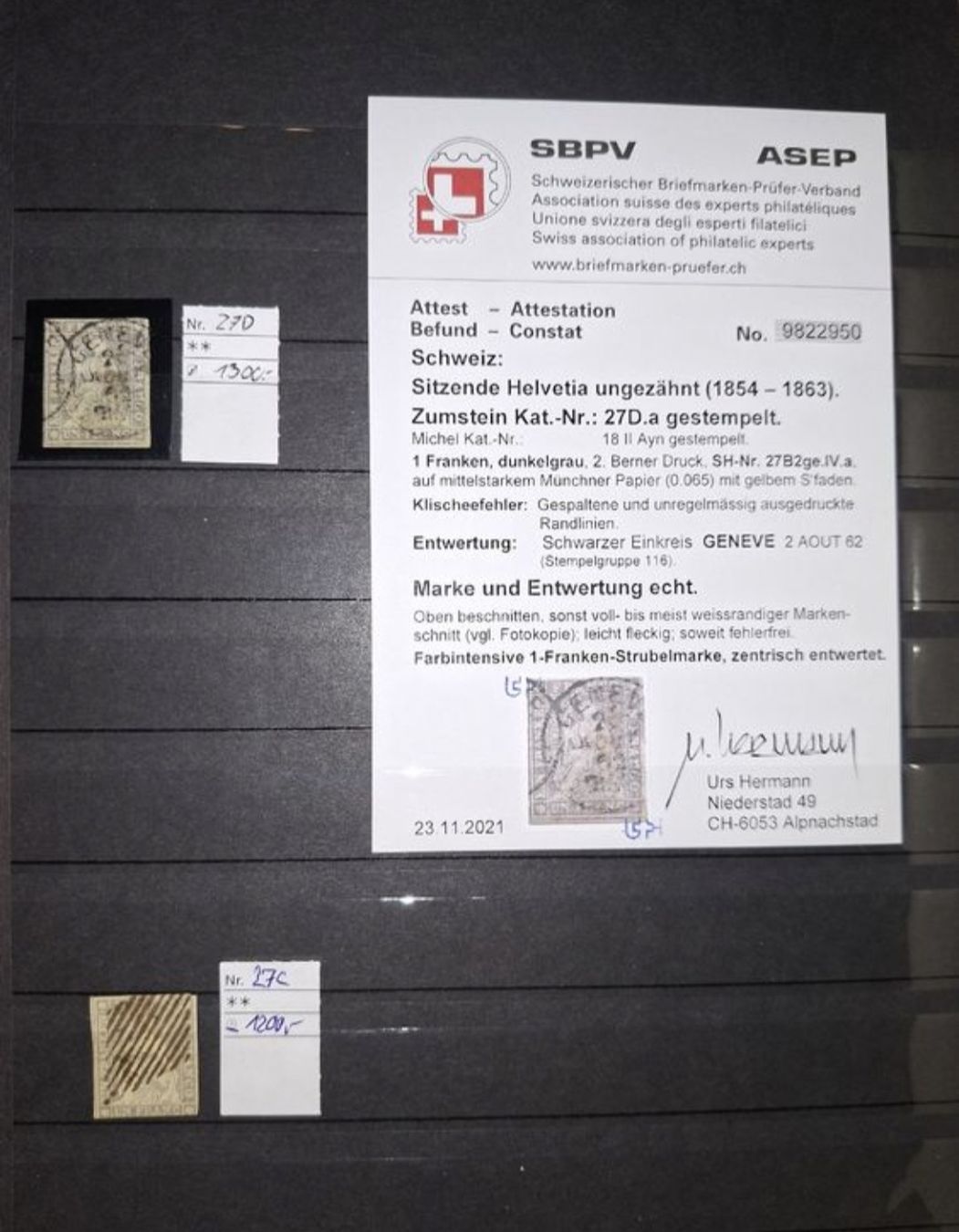 Tutti i francobolli: Strubelsammlung kat. 20000 – Usato da Balgach venduto da SIMEON27 8