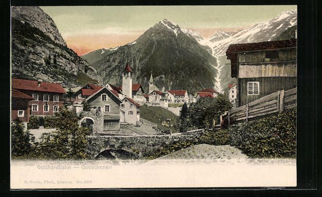 Cartoline postali: Goeschenen, Ortspartie mit Gotthardbahn – Usato da Berlin venduto da bartko-reher