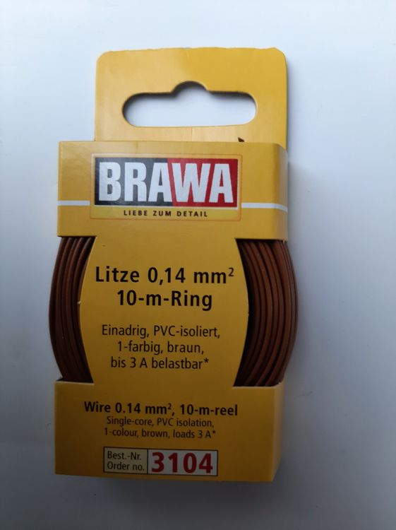 Brawa Modelleisenbahnen: Brawa 3101 Litzen gelb (8x) / 3104 braun, (10x), je 10 Meter – Neu und originalverpackt aus Thun von Schwarzsee48 1