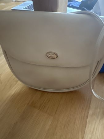 Vintage celine leather women's bag, cream-colored,