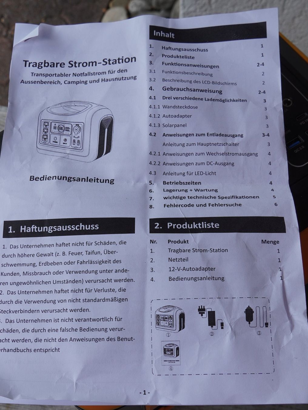 Solargeräte und Solarprodukte: Tragbare Powerstation 1200 Watt mit 3 Sonnenpanel – Gebraucht aus Baar von 2cvbaar 5