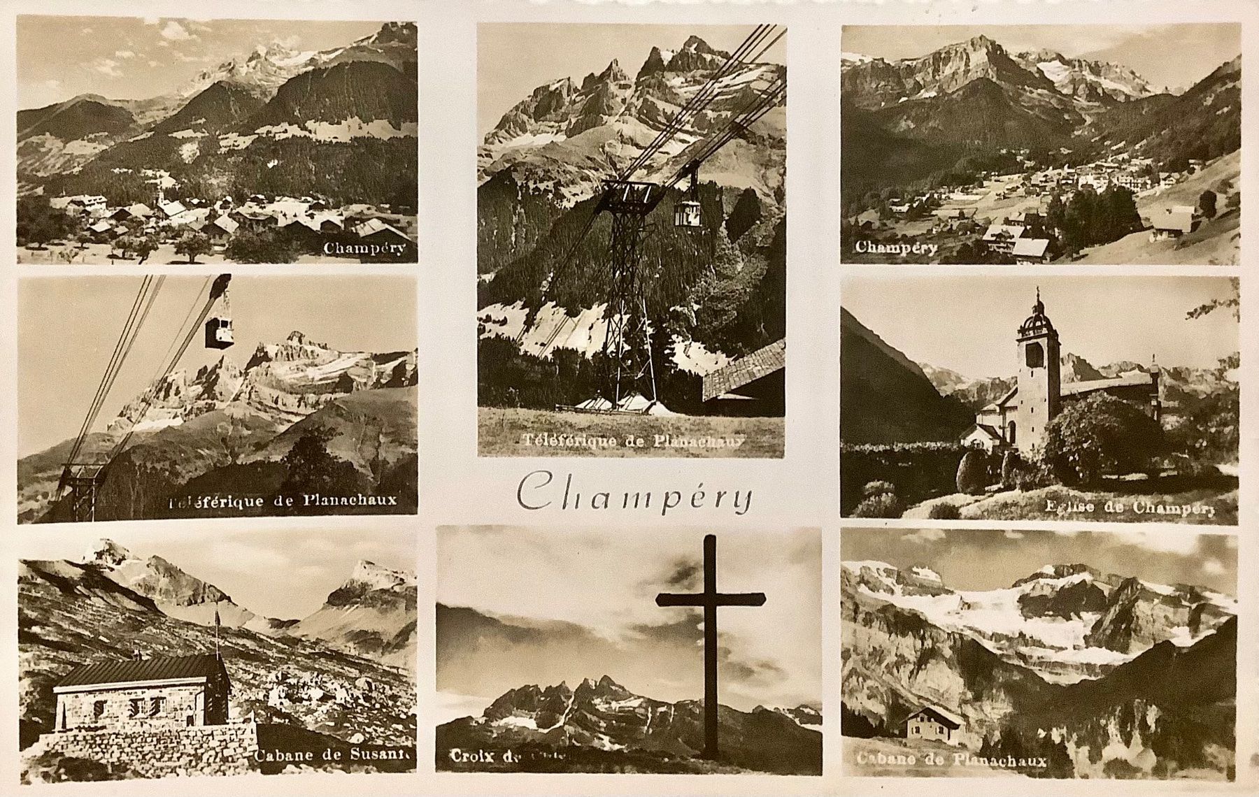 Cartoline postali: CHAMPÉRY - Mehrbild - Luftseilbahn - Dorfansicht – Usato da Root venduto da ENGLAND-TREASURES 1