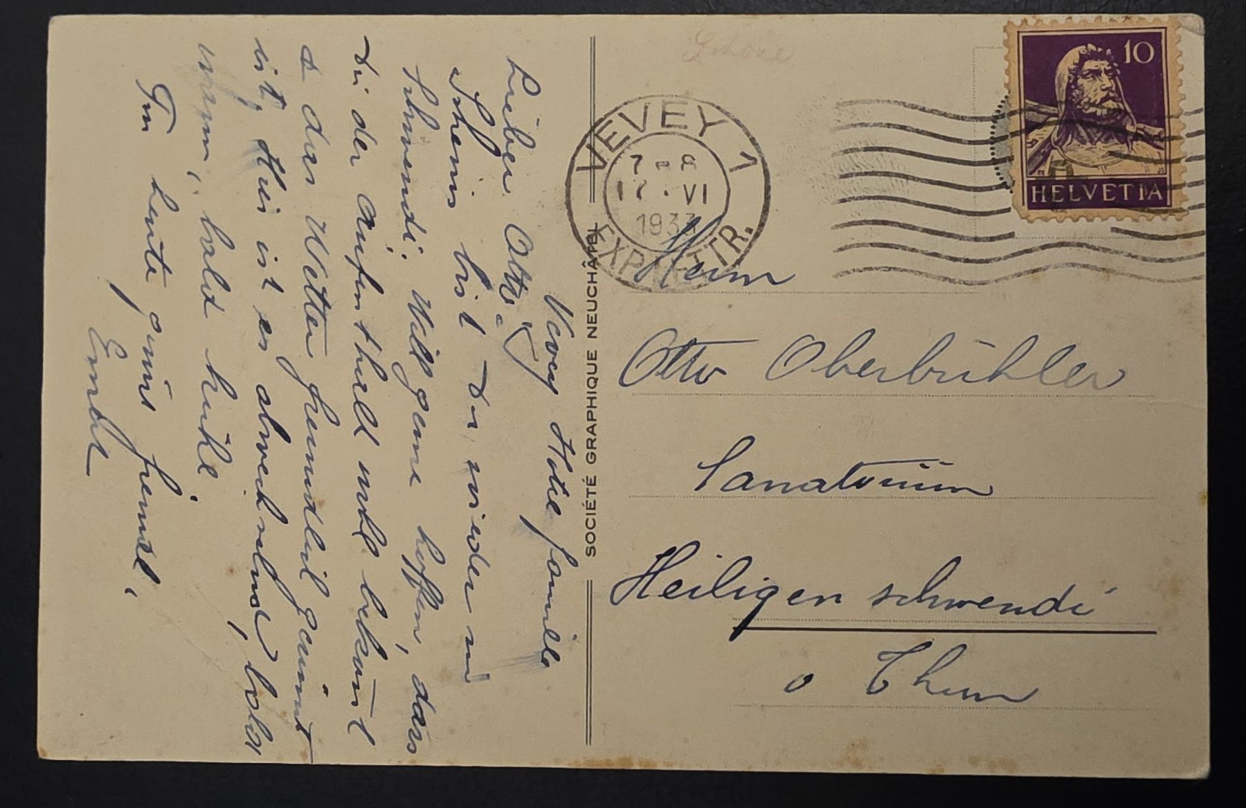 Cartoline postali: Ansichtskarte Vevey – Usato da Bern venduto da Kocholo 1