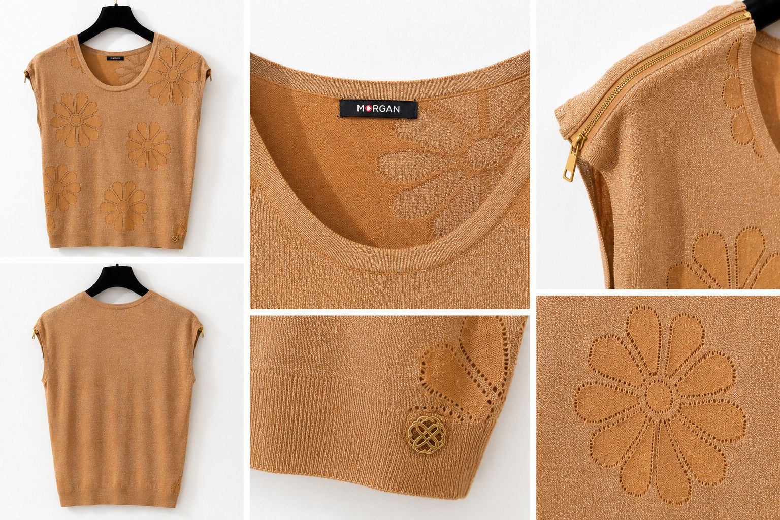 Morgan Top: Haut en maille dorée à effet lurex – Usato da Chêne bourg venduto da Elegance_2023 3