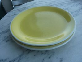 Rössler Dessertteller gelb  zwei Stk. Vintage