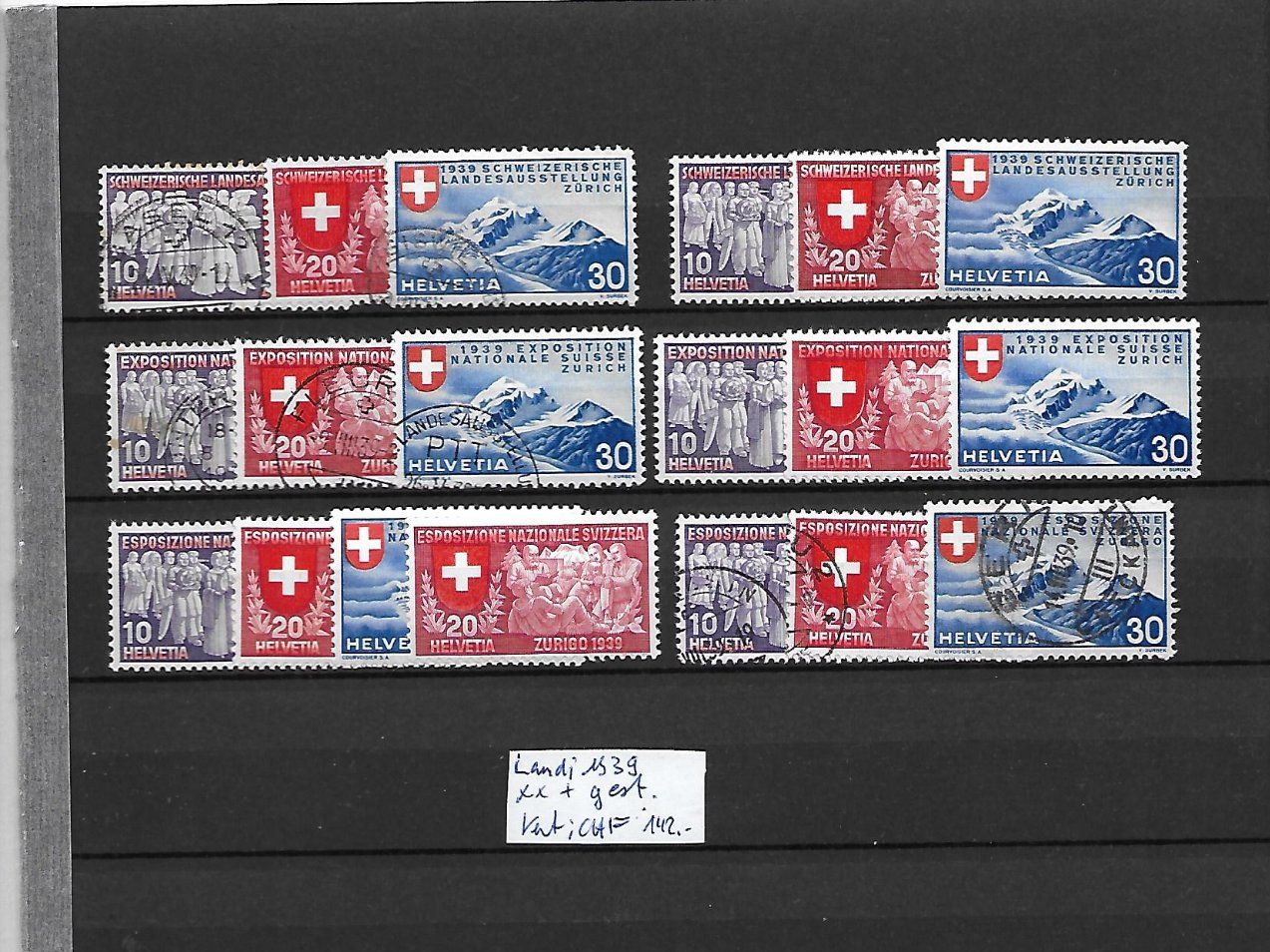Alle Briefmarken: Landi 1939 ** + gest. Kat: CHF 142.- – Gebraucht aus Basel von Ilp