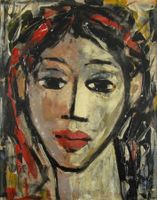 Expressionistisches Portrait eine Frau - Sign. LOPEZ - Öl/Lw