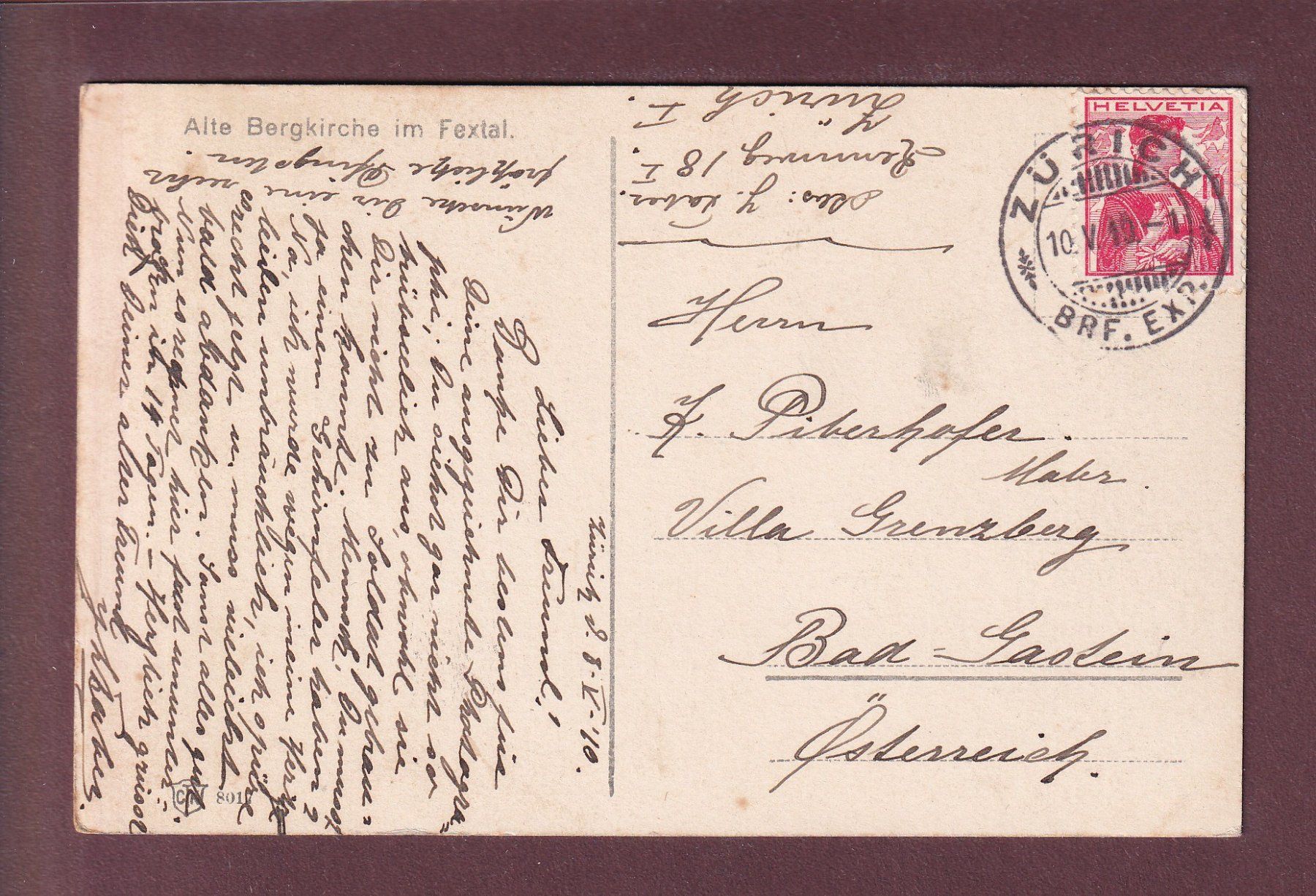 Ansichtskarten: Alte Bergkirche im FEXTAL - 1910 – Gebraucht aus Pully von nicecards 1