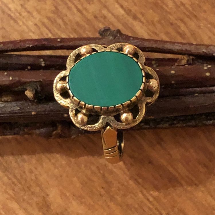 Malachit Ring 585 Karat Gelb Gold Gr.53 54 hand made UNIKAT (Neu ...