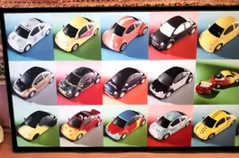 'VW BEETLE Line-up' - Grosses Giglée-Unikat auf Canvas