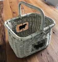 Weidekörbli, Dekokorb mit Kuhmotiv, Vintage Look