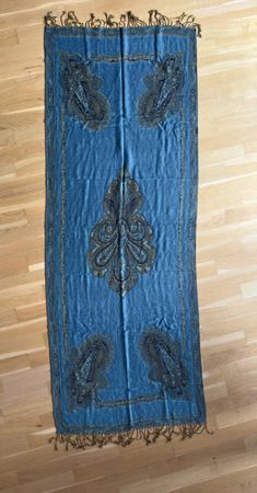 Schal KASHMIR Shawls blau mit Paisley-Muster neuwertig