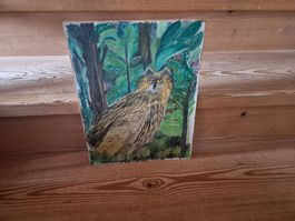 Gemälde Eule "Taufer", Original Ölbild
