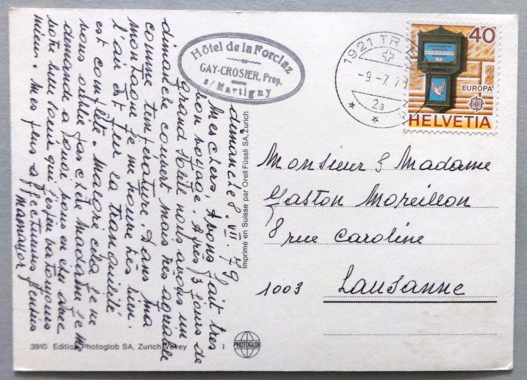 Cartoline postali: Route de la Forclaz – Usato da Fétigny venduto da Billy2miny 1