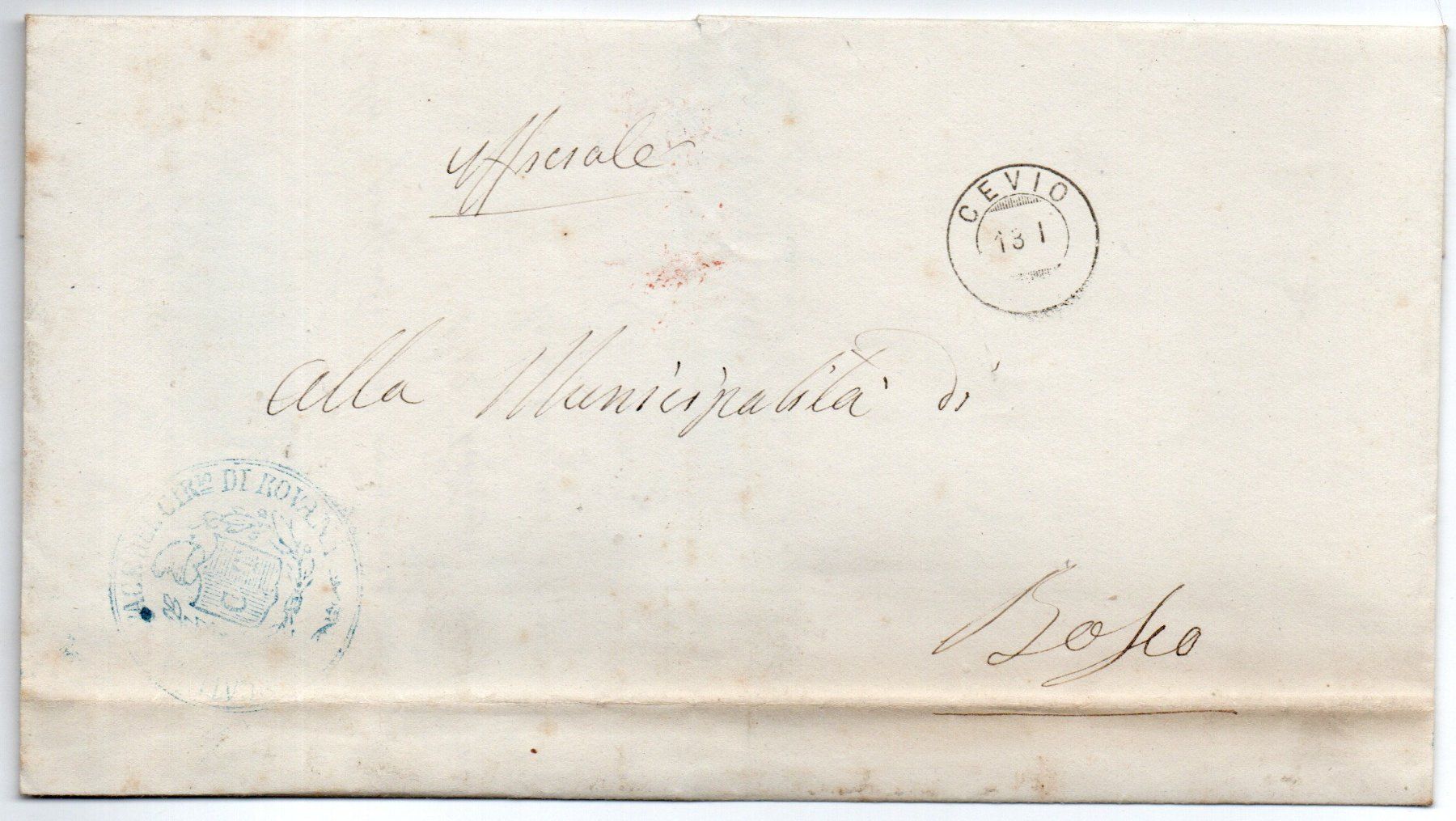 Alle Briefmarken: BoM 1871 Cevio per Bosco – Gebraucht aus Melano von pisonsdro