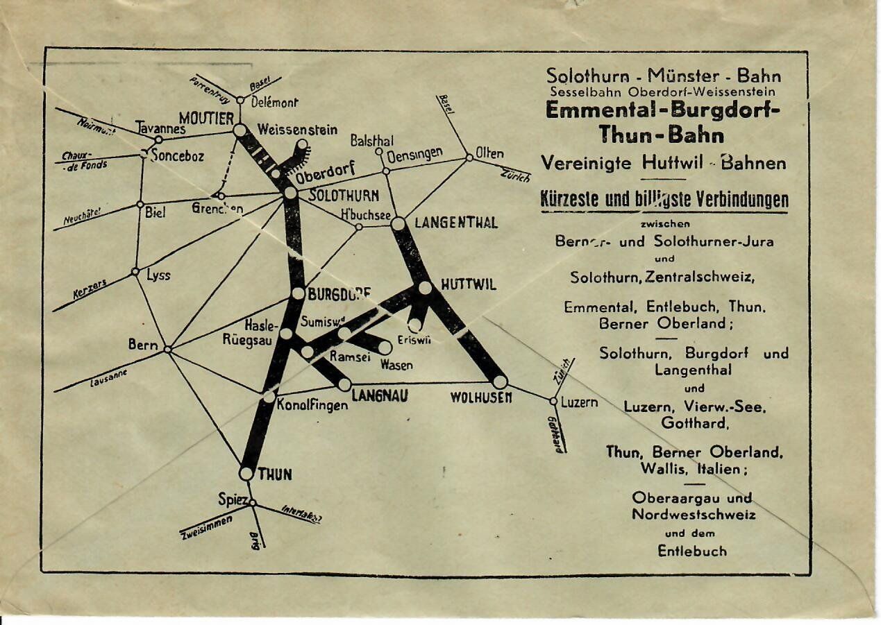 Alle Briefmarken: Brief, Emmental - Burgdorf - Thun - Bahn  1957 – Gebraucht aus Hochdorf von Ziegel-16