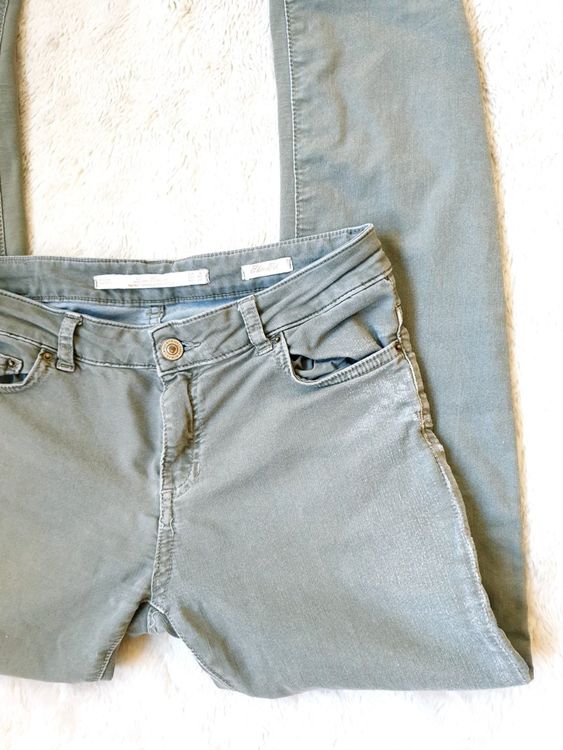 HOSE JEANS S 36 PASTELL OLIV BEIGE FARBEND LÄSSIG ZARA Kaufen auf Ricardo