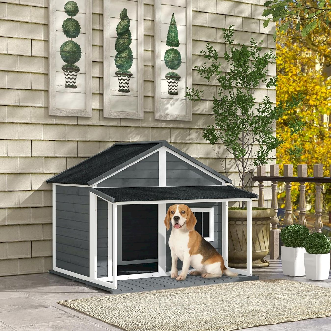 Cucce & Letti: Outdoor-Hundehütte Grau + Weiß – Nuovo e nell'imballaggio originale da Bottighofen venduto da zaap 2