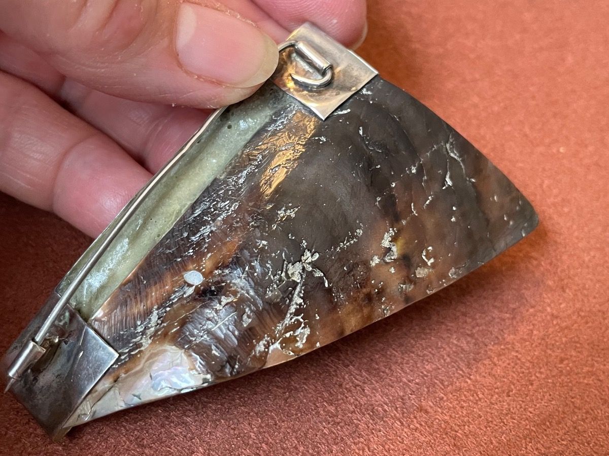 Spille & Fermagli: Perlmutt-Brosche mit Silber – Usato da Ebikon venduto da elischka 2