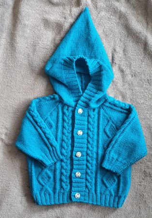 Babyjäckchen mit Kapuze_06, neu, handgestrickt