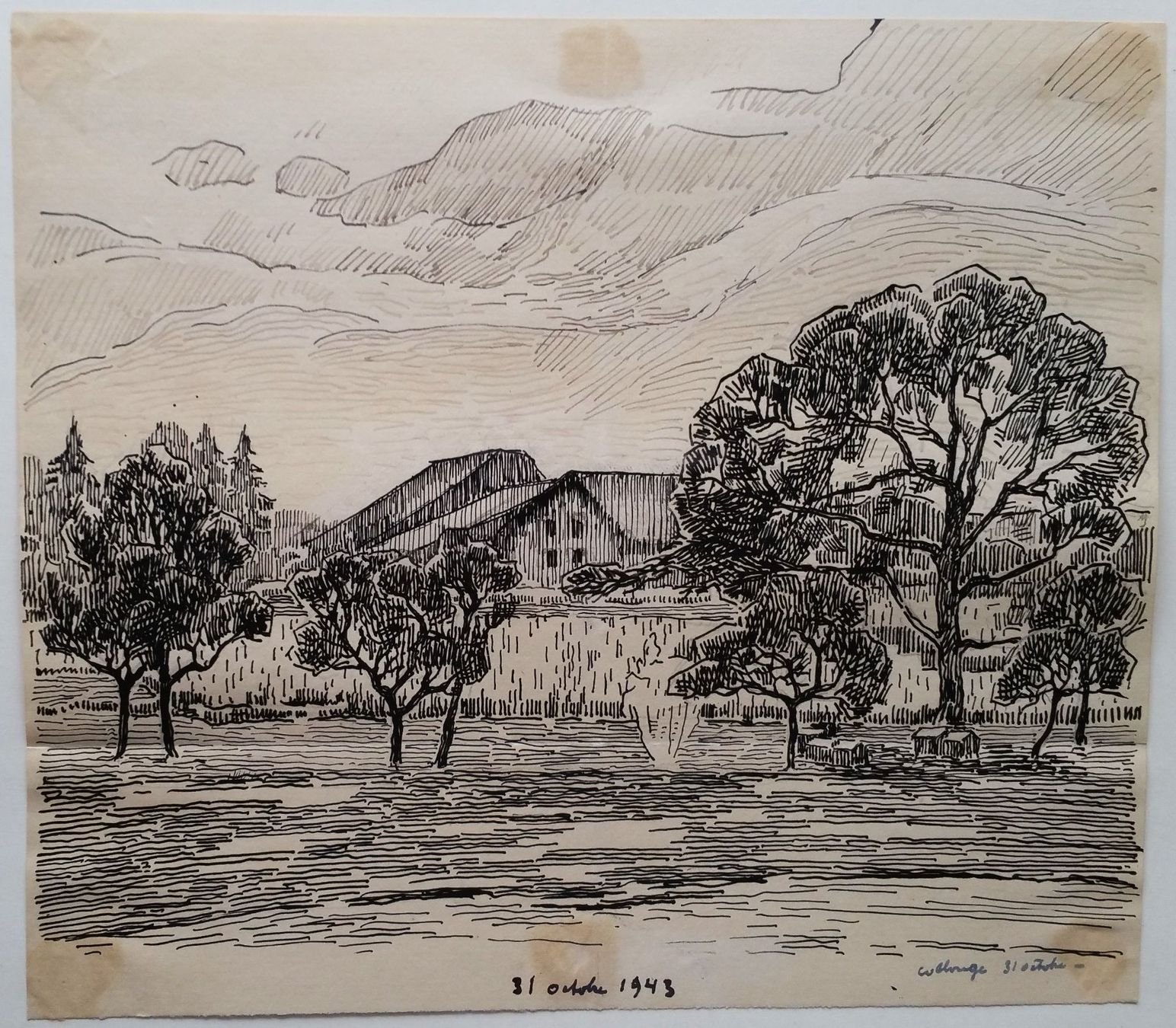 Dipinti: Jacques Jacobi: Tuschezeichnung 1943 – Usato da Oberriet SG venduto da Manick