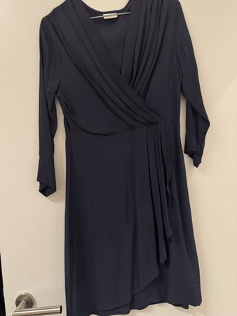 VILA Kleid, Gr. S, dunkelblau, Wickel-Look