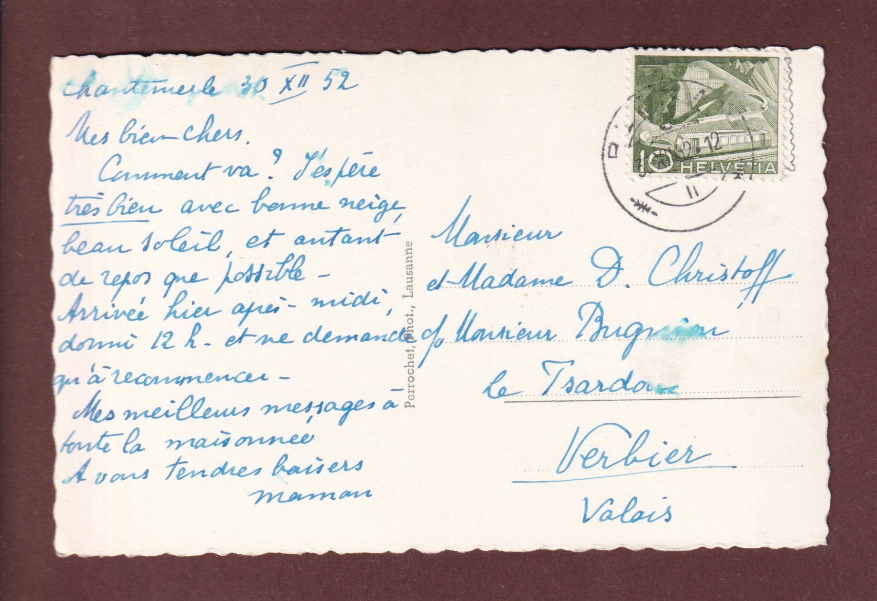 Cartoline postali: BLONAY - Château - 1952 – Usato da Pully venduto da nicecards-shop 1
