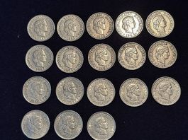 18 x -.10 Rappenstücke, div. Jahrgänge