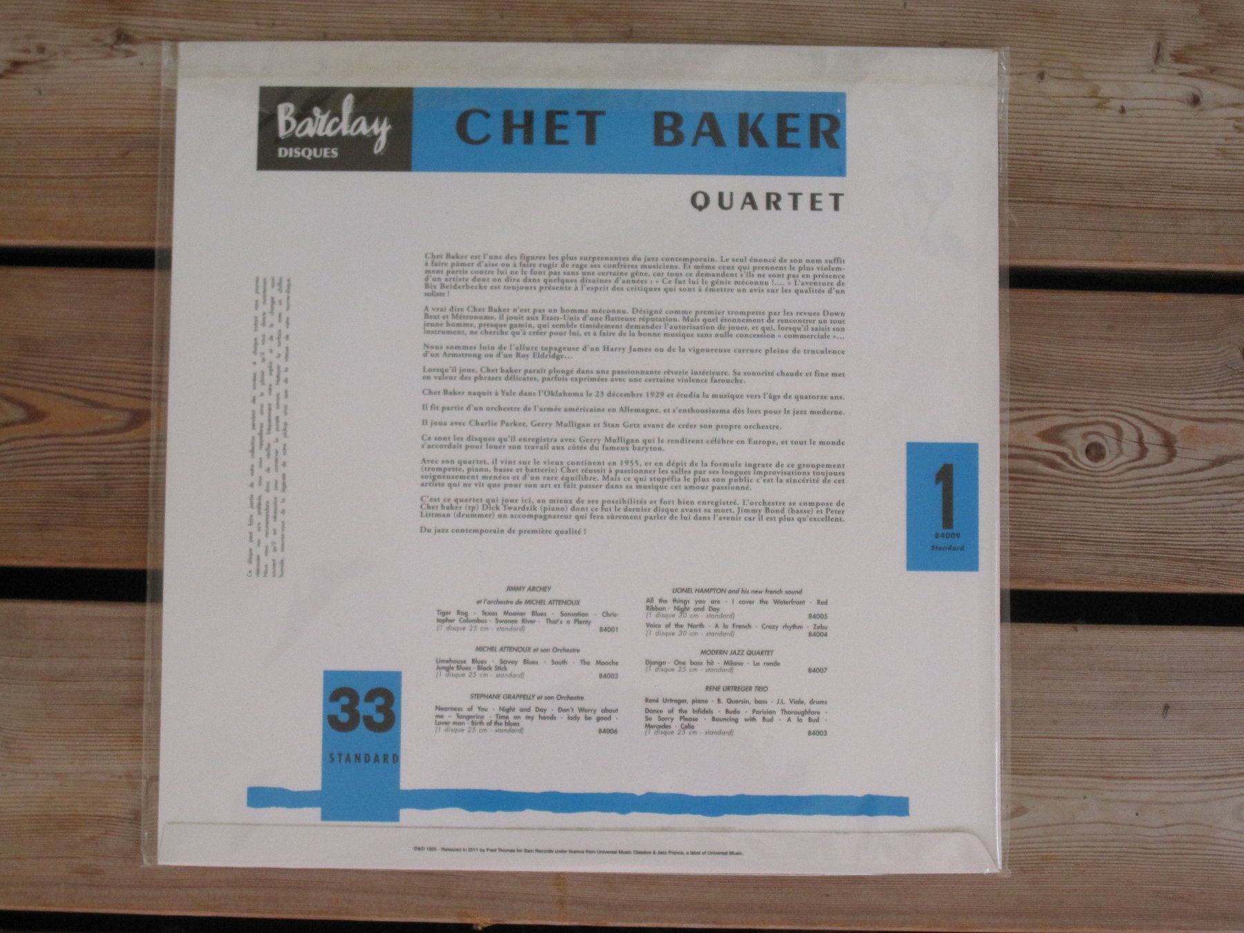 Schallplatten: Chet Baker Quartet  - LP Remastered, Mono, 180 gram -  TOP – Gebraucht aus Arbon von lucullus61 1