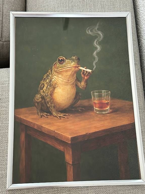 Foto & Immagini: Leinwandbild  Frosch mit einer Zigarette – Usato da Adliswil venduto da nsm_r8qp 1