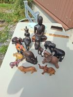 Holzfiguren Set Buddha Elefanten geschnitzt gebraucht