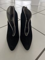 D&G Stiefeletten Gr. 39 Wildleder schwarz Silber Absatzschuh