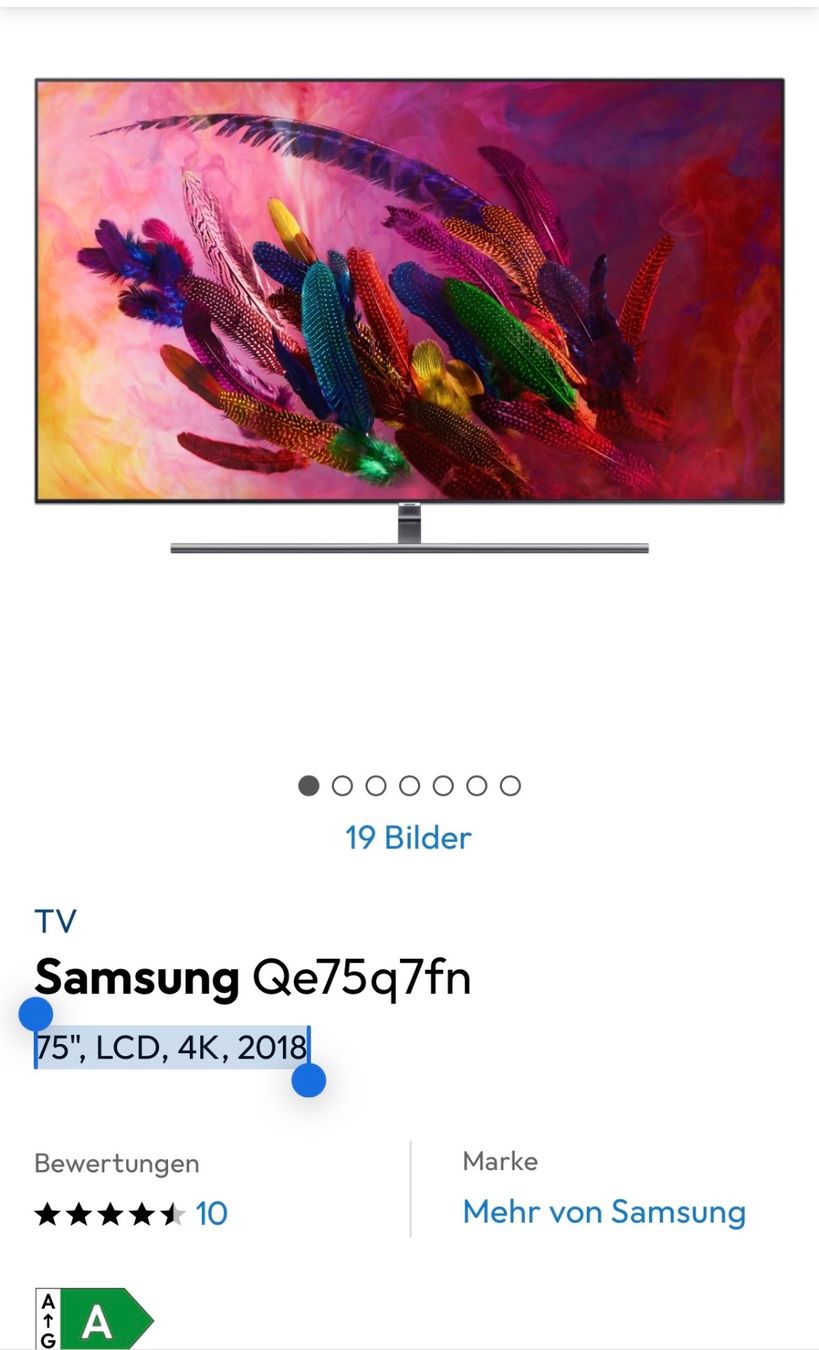 Samsung Televisori: Samsung Qe75q7fn 75", LCD, 4K, 2018 – Usato da Sarmenstorf venduto da remoLH44 8