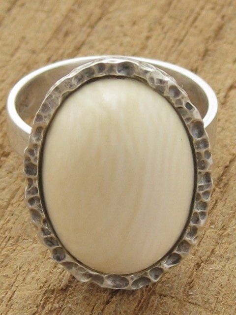 Anelli: Vintage Ring Silber 925 + MP Bernstein weiss / Gr. 54 – Usato da Ermatingen venduto da Decovin 5