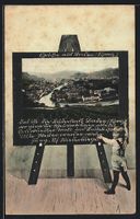 Passepartout-AK Baden, Teilansicht mit K