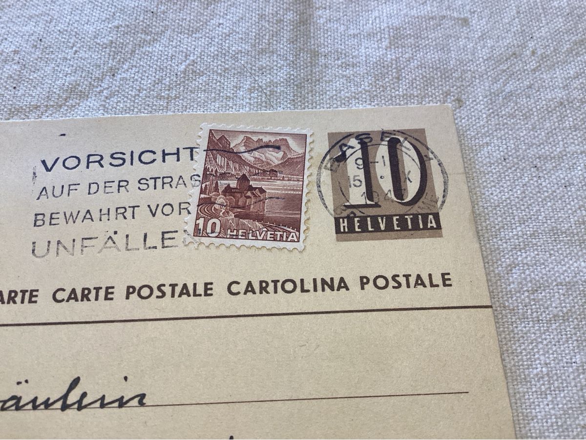 Cartoline postali: Entier image et oblitération BASEL 1947 – Usato da Luc (Ayent) venduto da Rebouille 3
