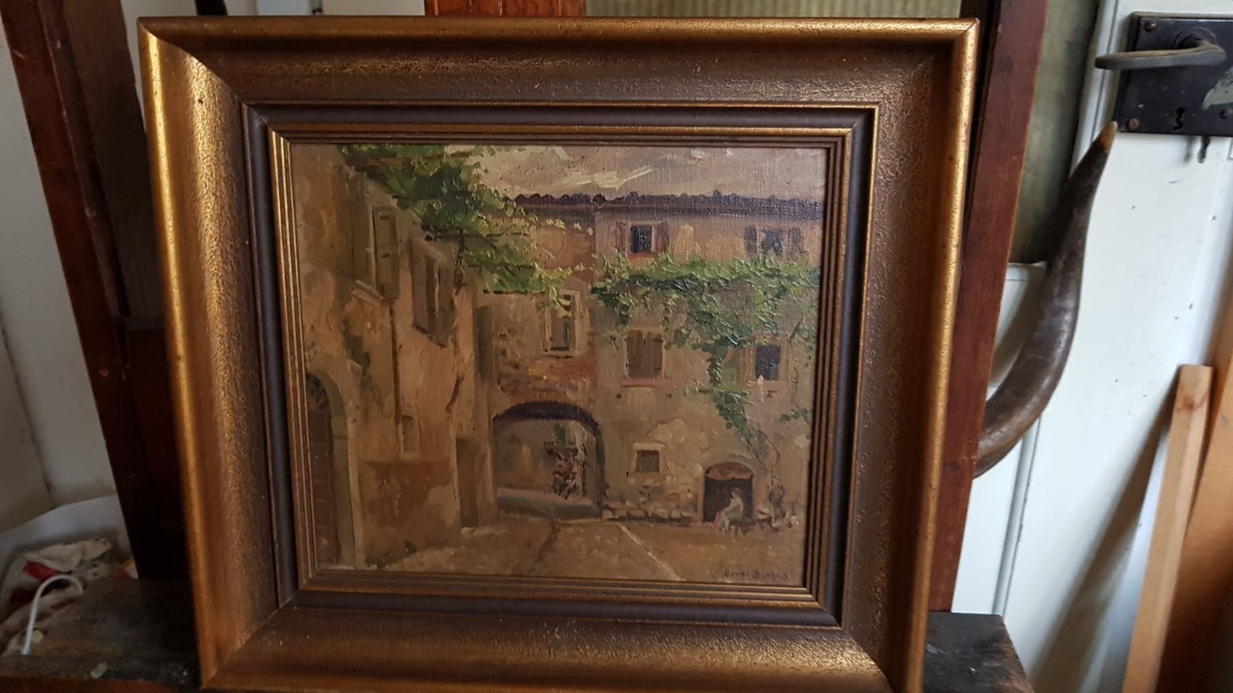 Dipinti: beau tableau intérieur de village animé – Usato da Lausanne venduto da leneko 2